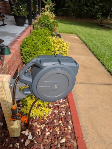Customer photo review of Retractable Garden Hose Reel 62ft-155ft