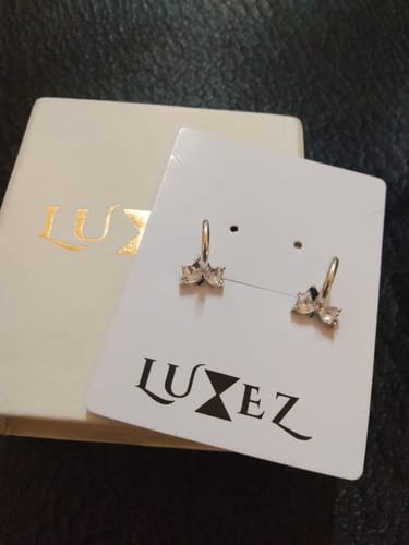 Customer photo review of Diamond Bow Hug Earrings