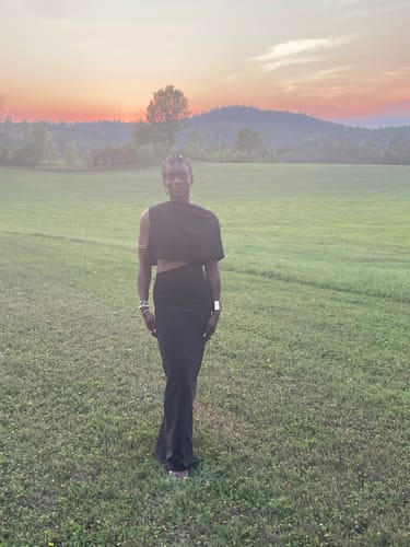 Customer photo review of Banks Removable Cape Gown by Et Ochs - RENTAL