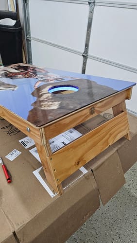 Customer photo review of Custom Cornhole Board Wrap