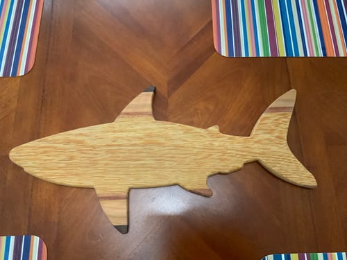 Customer photo review of 20x10" Sharkcuterie Board Shark Shaped Acrylic Router Template