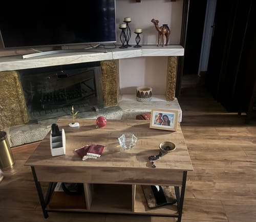 Customer photo review of Τραπεζάκι Σαλονιού Με Ρυθμιζόμενο Ύψος Βοηθητικό Τραπέζι Για Εργασία Φαγητό Λάπτοπ Κρυφός Αποθηκευτικός Χώρος LC-TB35205B01