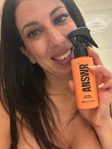 Customer photo review of at-home keratin treatment kit