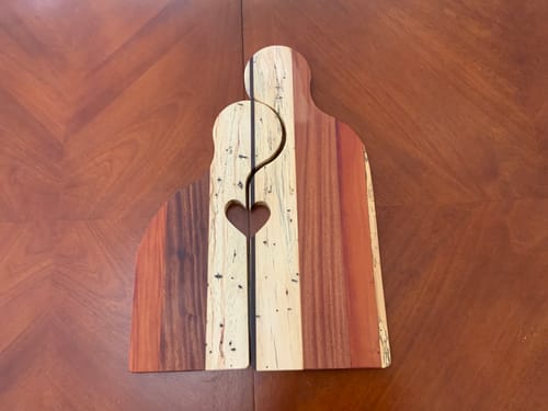 Customer photo review of 15.75x11.5" Small Romeo & Juliet With Heart Set Acrylic Router Template