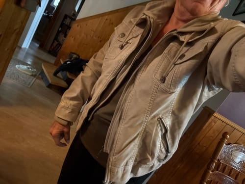 Customer photo review of Girl Next Door Vegan Leather Jacket (Cream)