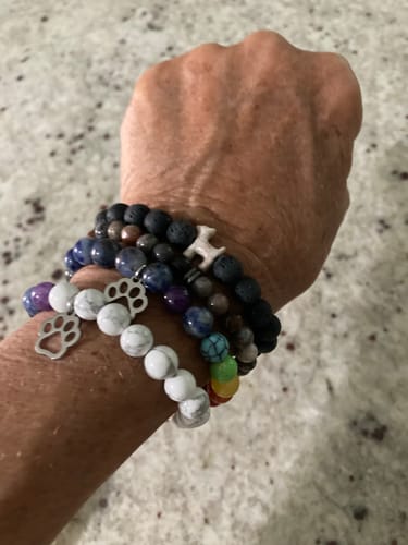 undefined review of VIP Stack Set-Summer Rays Dog Bracelets with Howilte & Crystal Stone, Natural Stone Rainbow, Blue Spot Jasper & Crystal Stone image 1 out of 1