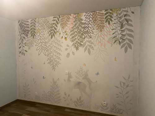 Customer photo review of Papier Peint Animaux Vert doux et Cerf