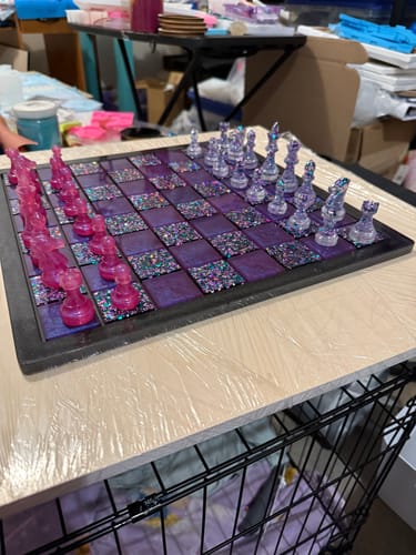 Customer photo review of 14.5x14.5x0.5" Medium Chess Board Silicone Mold With 1.5" Squares