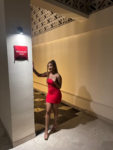 Customer photo review of Hourglass Mesh Contrast Dress