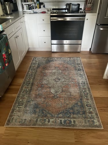 Customer photo review of Distressed Vintage Pissarro Terracotta in Blue & Beige