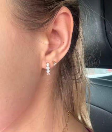 Customer photo review of Lyric Moissanite White Gold Plated Hoop Earrings