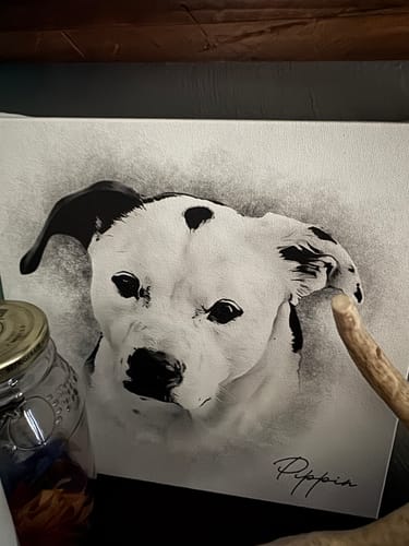Customer photo review of Personalized Pet Portrait in Drawing Style - Square Canvas