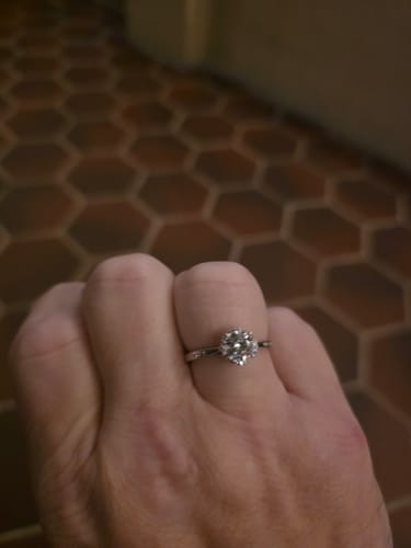 Dominic P. review of Moissanite Fashion Flower Side Stone Sterling Silver Wedding Ring image 1 out of 1