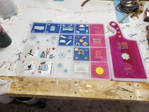 Customer photo review of 4.125x4.125x0.5" MEGA 20 Coaster Silicone Mold For Epoxy Resin