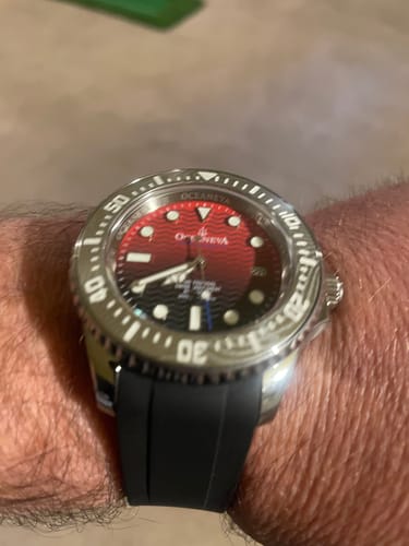 Customer photo review of Oceaneva 6000m Deep Marine Explorer VI Grade 5 Titanium Automatic Watch Red Black Dial