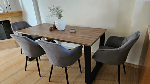 Customer photo review of Καρέκλα Τραπεζαρίας Πολυθρόνα Καρέκλες Τραπεζαρίας με μπράτσα Σετ 2 τμχ Βελούδινο Σαλόνι Υπνοδωμάτιο Γραφείο Γκρι LD-C071G02