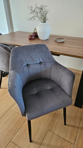 Customer photo review of Καρέκλα Τραπεζαρίας Πολυθρόνα Καρέκλες Τραπεζαρίας με μπράτσα Σετ 2 τμχ Βελούδινο Σαλόνι Υπνοδωμάτιο Γραφείο Γκρι LD-C071G02
