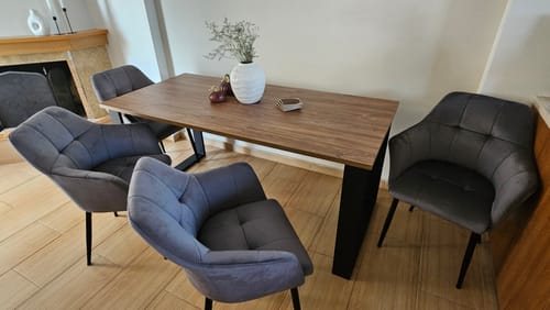 Customer photo review of Καρέκλα Τραπεζαρίας Πολυθρόνα Καρέκλες Τραπεζαρίας με μπράτσα Σετ 2 τμχ Βελούδινο Σαλόνι Υπνοδωμάτιο Γραφείο Γκρι LD-C071G02