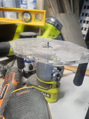 Customer photo review of Ryobi One+ (P601/PCL424B/PBLRR01) Palm/Trim Router Base Plate - Two Handle