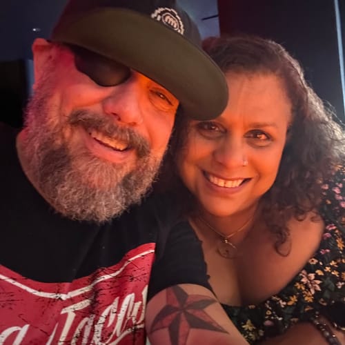 Customer photo review of Eat Tacos Pet Dogs Old School Tee (front Print)