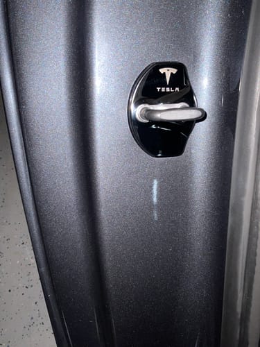 Customer photo review of Door Lock Hook Stainless Steel Protection Covers for Tesla Model S 3 X and Y