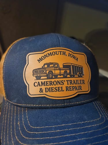 Customer photo review of Richardson 112 Genuine Leather Patch Hats Laser Engraved