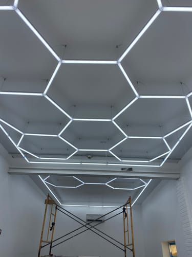 Customer photo review of Hexagon Garage Grid Hanging Kit