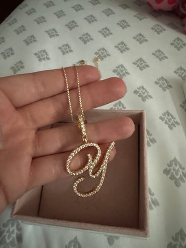 Customer photo review of Custom Script initial necklace