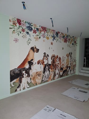 Customer photo review of Papier Peint Animaux Chiens et Fleurs