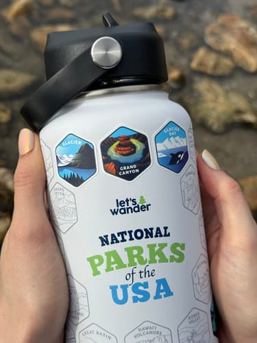 Customer photo review of Let's Wander™ USA National Parks Water Bottle + Sticker Set