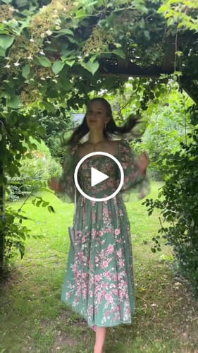 Customer video review of Strapless Embroidery Floral Corset Midi Dress