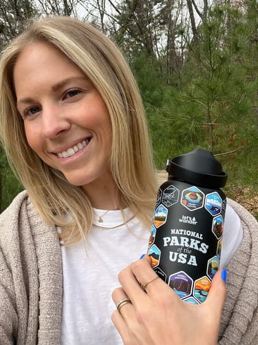 Customer photo review of Let's Wander™ USA National Parks Water Bottle + Sticker Set