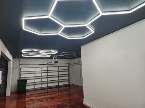 Customer photo review of Dimmable Hexagon Garage Lights