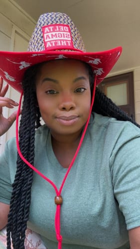 Customer photo review of Delta Sigma Theta Straw Cowboy Hat with Strap