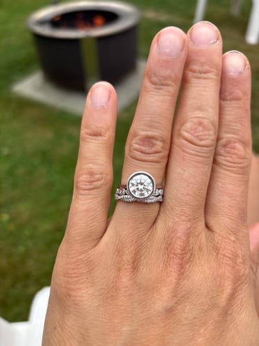 Customer photo review of Anya 2 Carat Round Lab Grown Engagement Ring Hidden Halo in 14k White Gold