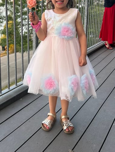 Customer photo review of The Penny Pom Pom - Children's Designer Dress by Narces - RENTAL