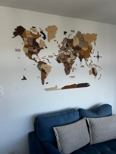 Customer photo review of 3D Wooden World Map Multicolor