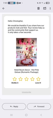 Customer photo review of Hotel Room Decor - Hot Pink Deluxe (Romantic Package)