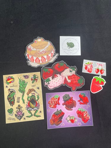 Customer photo review of Limited Edition “American Traditional Tattoo Frog Flash” Matte Vinyl Sticker Sheet