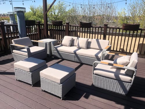 Customer photo review of Homrest 6 Pcs Patio Furniture Set with Thick Cushion and Coffee Table, Light Gray