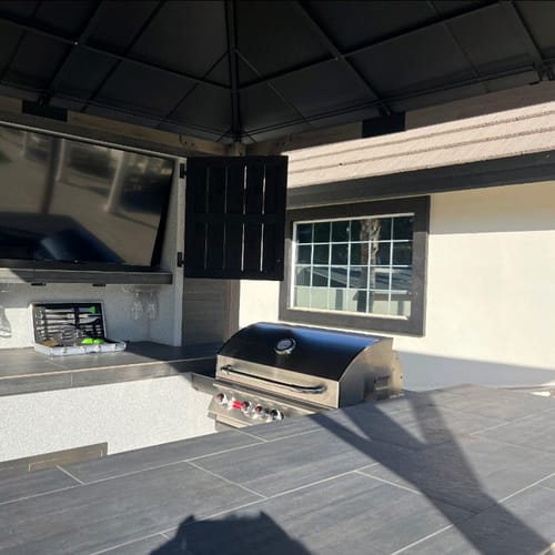 Customer photo review of SUNJOY 12x16 Outdoor Cedar Framed Gazebo with 2-tier Metal Roof and Ceiling Hook - Standard Driftwood Cedar