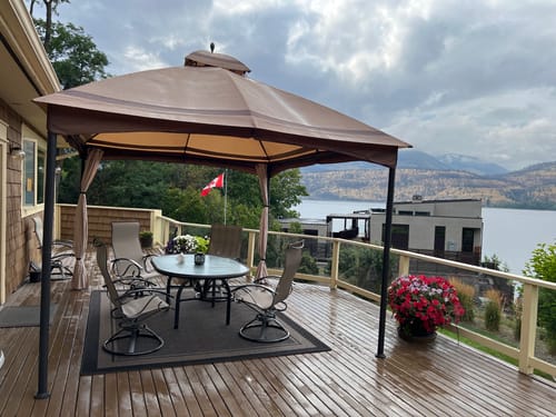 Customer photo review of SUNJOY Outdoor Patio 10x13 Steel 2-Tier Backyard Soft Top Gazebo with Ceiling Hook and Netting