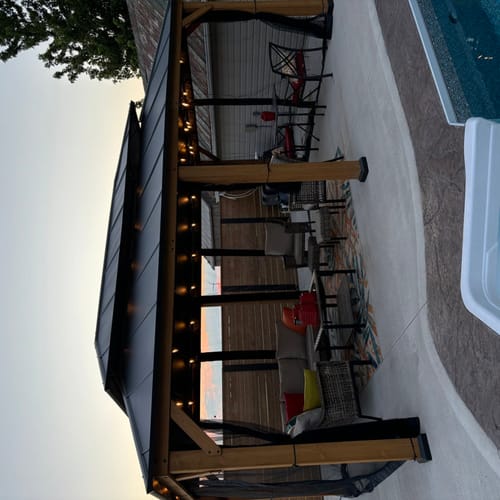 Customer photo review of SUNJOY 12x20 Wooden Frame Hardtop Gazebo with Rectangle Double Tier and Ceiling Hook - Standard Natural Cedar