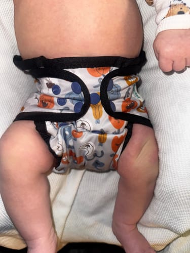 Customer photo review of Patterned Wipeable Cloth Diaper Cover, Grows with your Baby