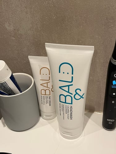 Customer photo review of Bald& Daily Ritual Combo: Bald Head Shampoo + Bald Head Day Cream