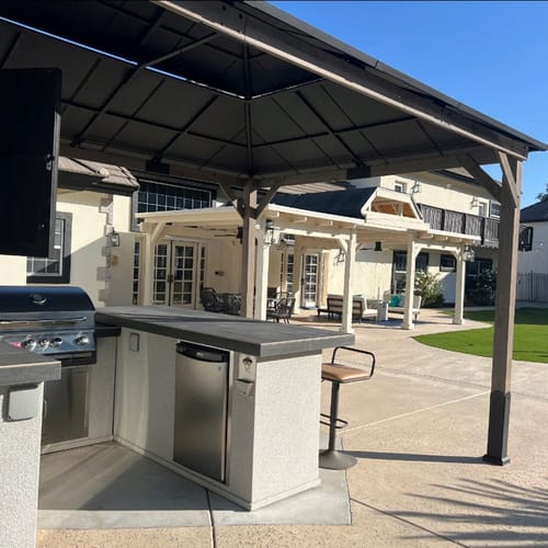 Customer photo review of SUNJOY 12x16 Outdoor Cedar Framed Gazebo with 2-tier Metal Roof and Ceiling Hook - Standard Driftwood Cedar