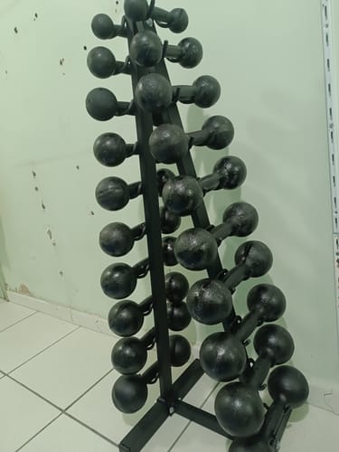 Customer photo review of Kit Torre Suporte Expositor + 10 Pares De Halteres Bolas Pintados 1 Á 10KG