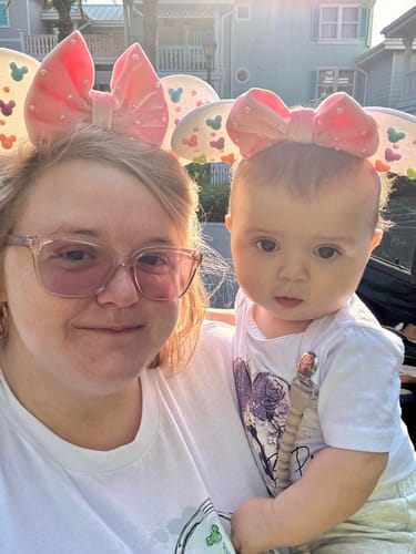Customer photo review of Mickey Pearls Velvet Mommy & Me Ears
