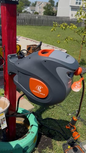 Customer photo review of Retractable Garden Hose Reel-1/2in-100ft