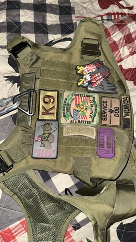 Customer photo review of NEW Upgraded Tactical No-Pull Team K9™ Dog Harness with 4 Quick-Release Metal Buckles, Reinforced Front & Back D-Rings, Hook & Loop Panels, Adjustable Straps, Reflective Strips, & Top Handle